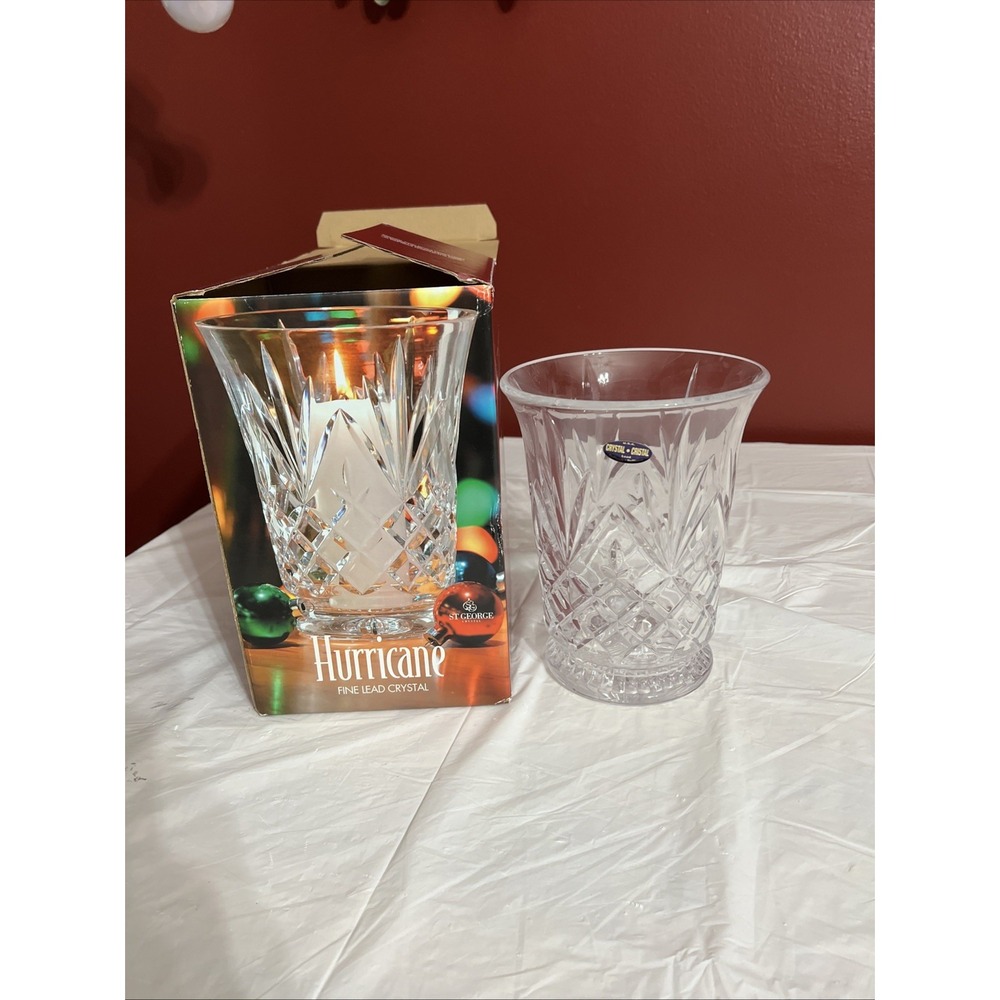 St. George Crystal 7.5" Tall Lead Crystal Hurricane Candle Holder or Vase